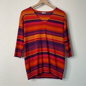 Vibrant Striped V-Neck Top